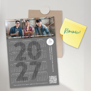 Mod Grå 2027 Kalender Högtid Foto Magnetisk Kort