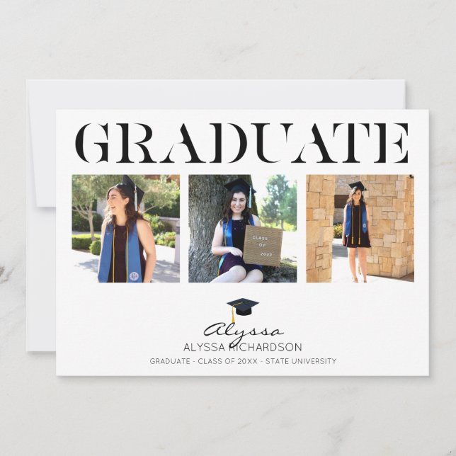 Mod Graduerings Hatt 4 Foto Examen Annonsering 1 Inbjudningar (Framsida)