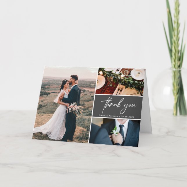 Mod Grått Bröllop Anpassningsbar-foton Handletar Kort (Framsida)