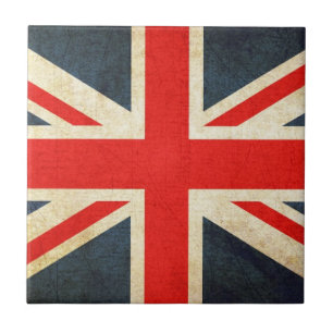 Mod Grunge Union Jack Ceramic Gift Tile Kakelplatta