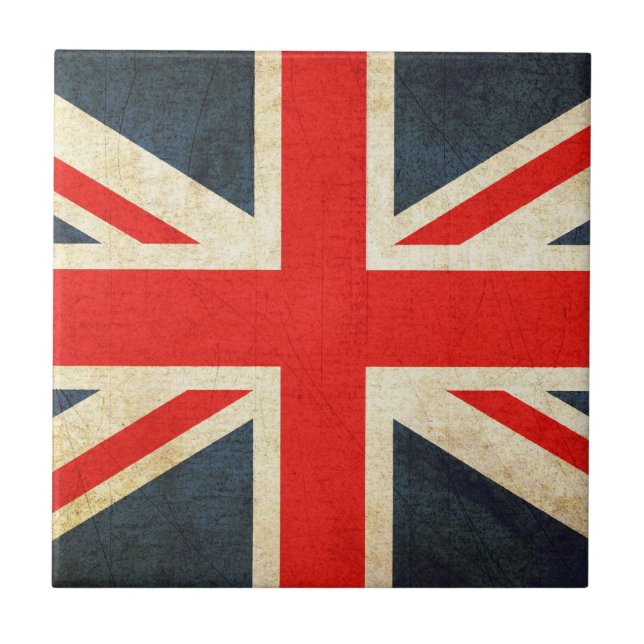 Mod Grunge Union Jack Ceramic Gift Tile Kakelplatta (Framsidan)