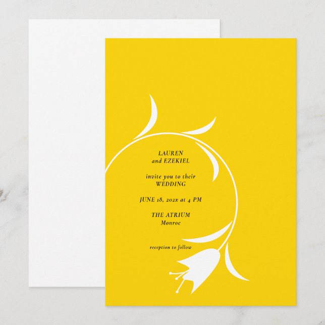 MOD GULT TULIP BRÖLLOP INBJUDNINGAR (Fram/baksida)