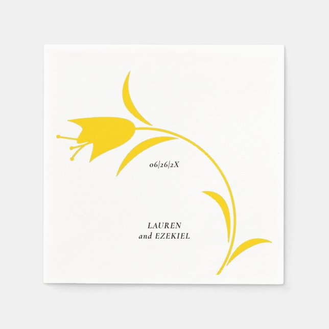 MOD GULT TULIP BRÖLLOP PAPPERSSERVETT (Framsidan)