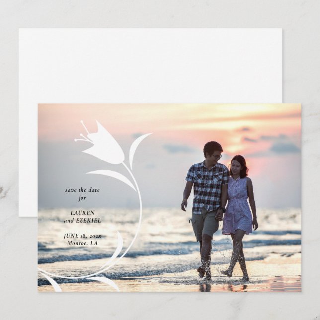 MOD GULT TULIP BRÖLLOP SPARA DATUM INBJUDNINGAR (Fram/baksida)