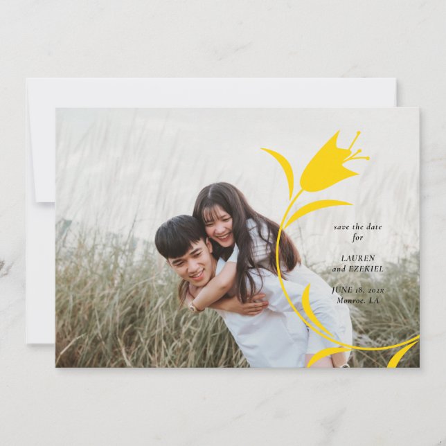 MOD GULT TULIP BRÖLLOP SPARA DATUM INBJUDNINGAR (Framsida)