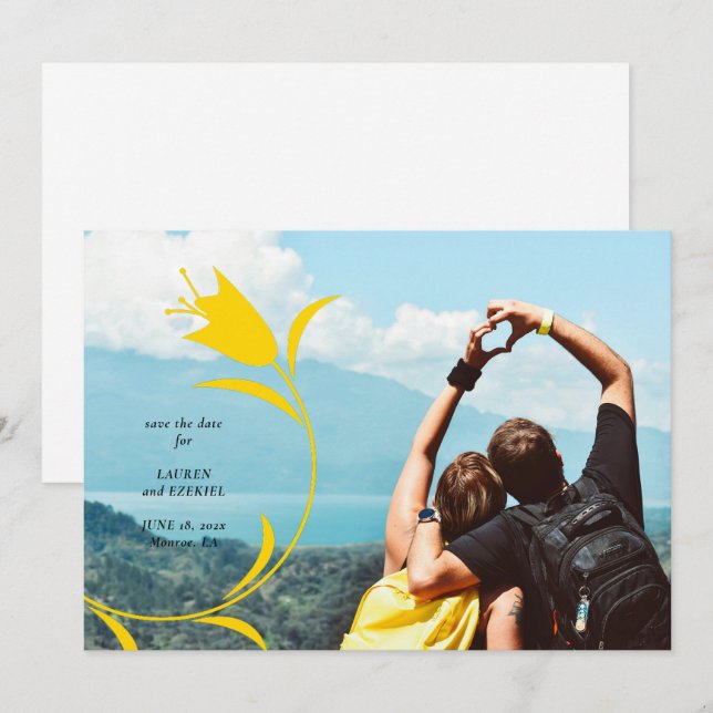 MOD GULT TULIP BRÖLLOP SPARA DATUM INBJUDNINGAR (Fram/baksida)