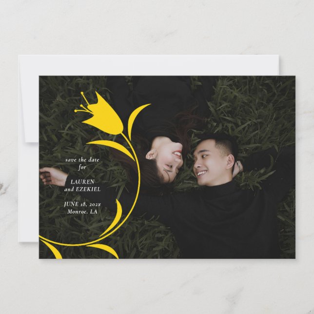 MOD GULT TULIP BRÖLLOP SPARA DATUM INBJUDNINGAR (Framsida)