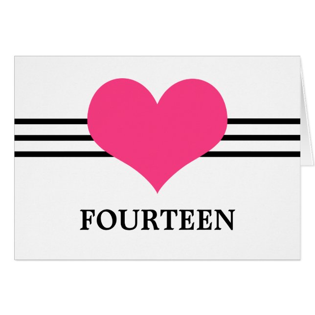 Mod Heart-Bordsnummer Card, Rosa Hälsningskort (Framsidan Horizontal)