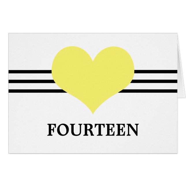 Mod Heart-Bordsnummer-kort, Gult Hälsningskort (Framsidan Horizontal)