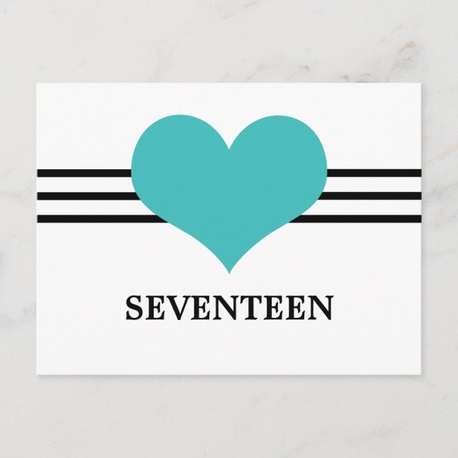 Mod Heart Bordsnummer vycard, Aqua (Framsida)