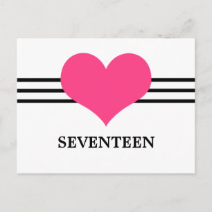 Mod Heart Bordsnummer vykort, Rosa