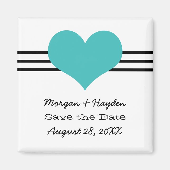 Mod Heart Spara datum magneter, Aqua Magnet (Framsidan)