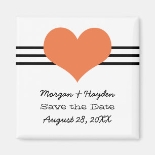Mod Heart Spara datum magneter, Orange Magnet