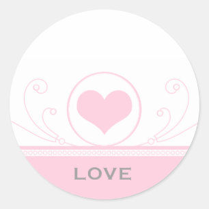 Mod Heart Swirl Stickers, Ljusa rosa Runt Klistermärke