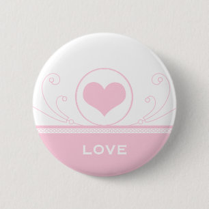 Mod Heart Swirls Button, Ljus rosa Knapp