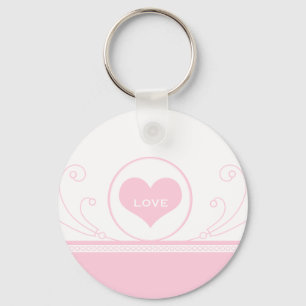 Mod Heart Swirls Keychain, Ljus rosa Nyckelring