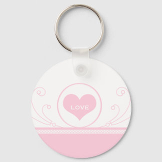 Mod Heart Swirls Keychain, Ljus rosa Nyckelring