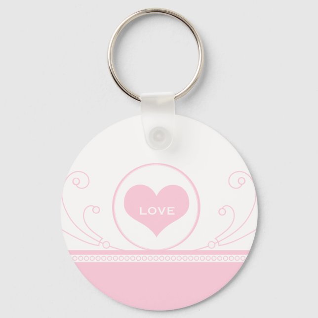 Mod Heart Swirls Keychain, Ljus rosa Nyckelring (Framsida)