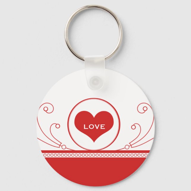 Mod Heart Swirls Keychain, Red Nyckelring (Framsida)