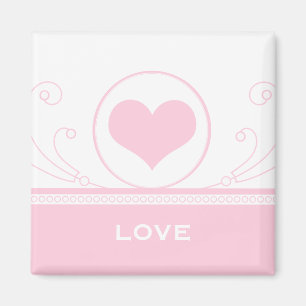 Mod Heart Swirls Magnet, Ljust rosa Magnet