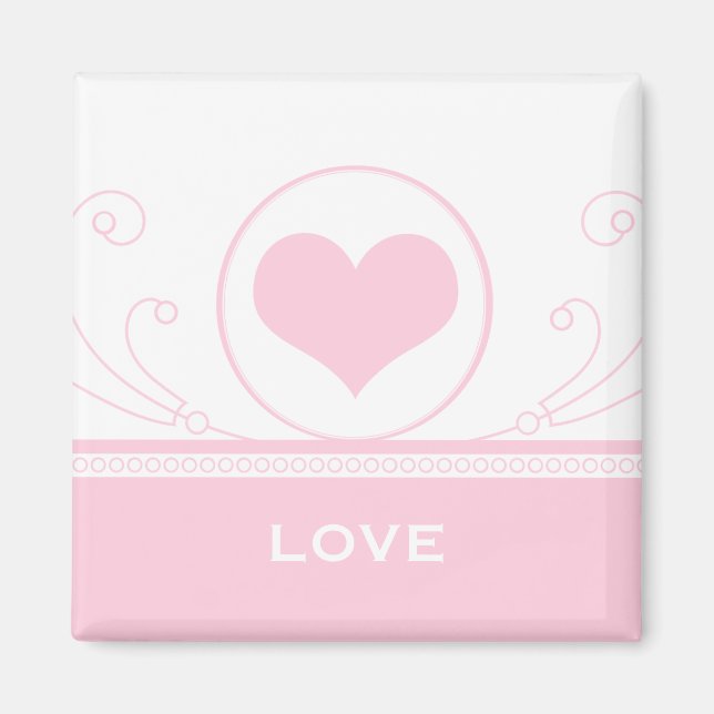 Mod Heart Swirls Magnet, Ljust rosa Magnet (Framsidan)