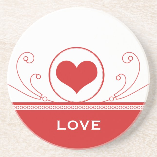 Mod Heart Swirls Underlägg, Red Underlägg Sandsten (Framsidan)