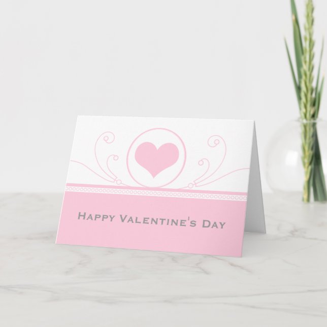 Mod Heart Swirls Valentine Day Card, Ljus rosa Helgkort (Framsida)