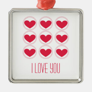 Mod Hearts Kärlek Ornament, Mörkens Rosa Julgransprydnad Metall