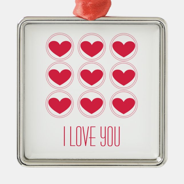 Mod Hearts Kärlek Ornament, Mörkens Rosa Julgransprydnad Metall (Framsidan)