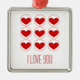 Mod Hearts Kärlek Ornament, Red Julgransprydnad Metall