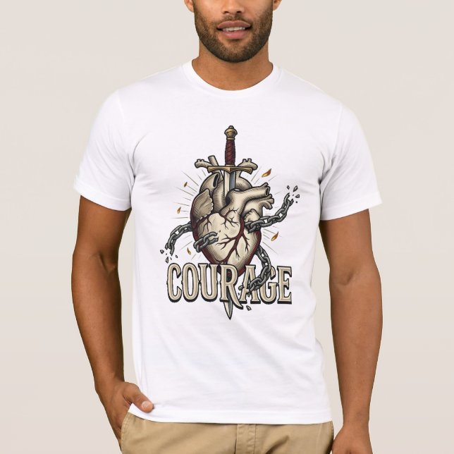 Mod Hjärtats Mot Styrka Motivation T Shirt (Framsida)