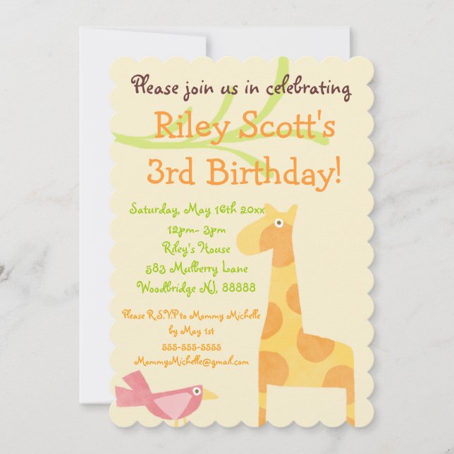 Mod Jungle Animal Birthday-inbjudan Inbjudningar (Framsida)