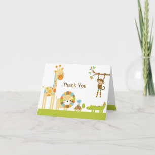 Mod Jungle Safari Baby Shower Note Card Tack Kort