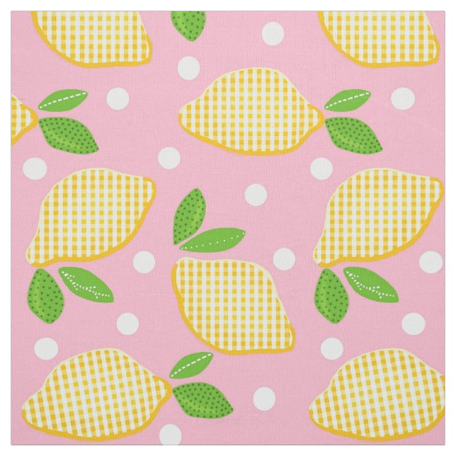 Mod Lemon Gingham Polka-Dots Tyg (Provkarta)