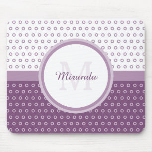 Mod Lila och Polka dots Monogram med Namn Musmatta