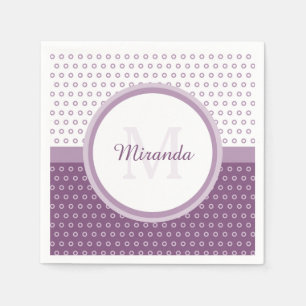 Mod Lila och Polka dots Monogram med Namn Pappersservett