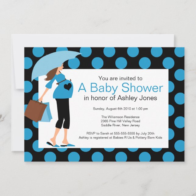 Mod Mamma Baby blue babyskor Inbjudningar (Framsida)