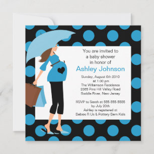 Mod Mamma Blue Boy Baby Shower Inbjudningar