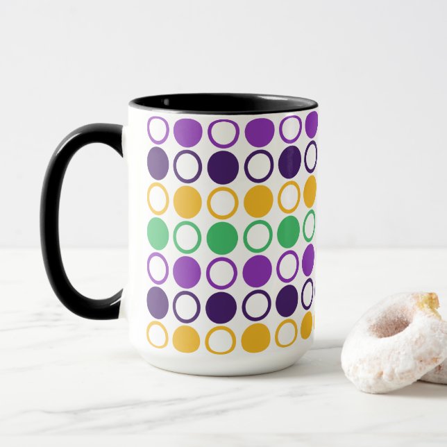 Mod Mardi Gras Dots Mugg (Med munk)