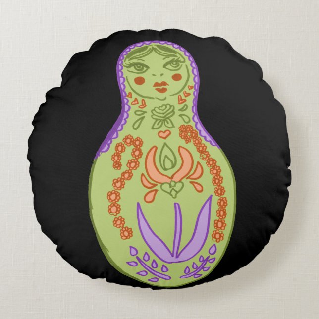 Mod Matryoshka-docka kastkudde Rund Kudde (Framsidan)