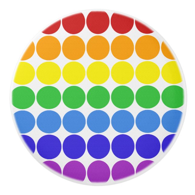 Mod MCM keramisk knopp, regnbåge på vita cirklar Knopp (Framsidan)
