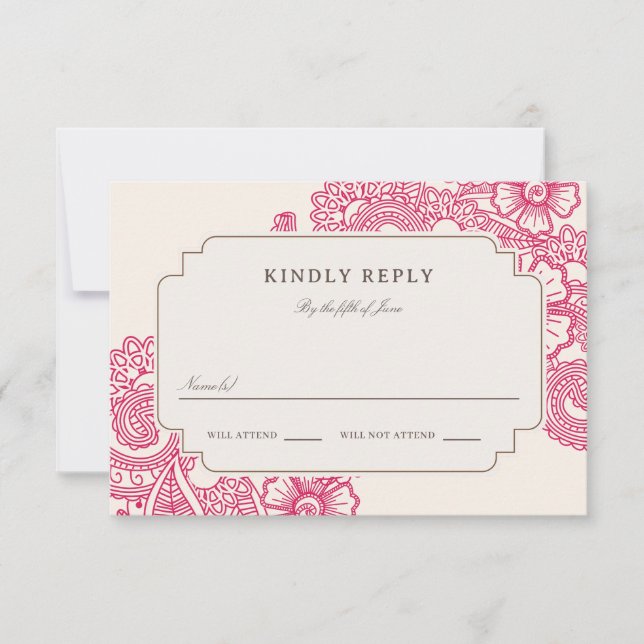 Mod Mehandi Bröllop OSA Kort (Framsida)