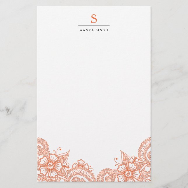 Mod Mehandi Personlig Stationery Brevpapper (Framsida)