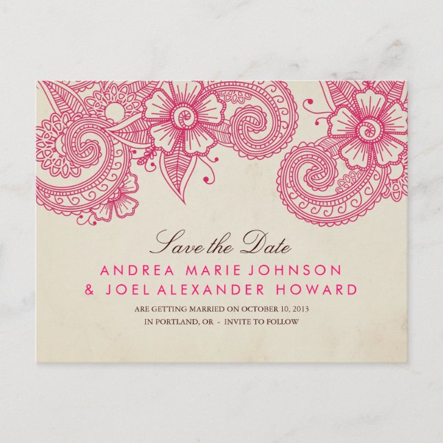 Mod Mehandi Spara vykortet för datum Meddelande Vykort (Framsida)