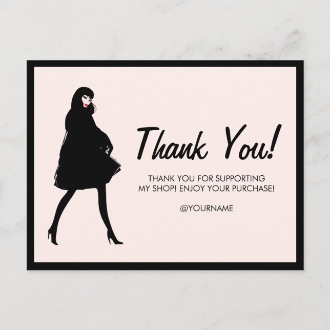 Mod Mode Girl Boutique, Poshmark Rosa Tack Vykort (Framsida)