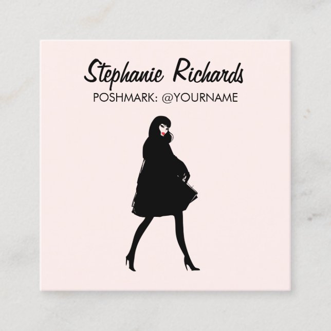 Mod Mode Girl Boutique, Poshmark Seller Rosa Fyrkantigt Visitkort (Framsida)