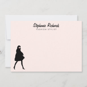 Mod Mode Girl Boutique Rosa Flat Notecard Anteckningskort