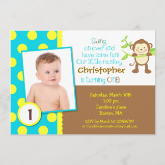 Mod Monkey Photo Födelsedagsfest inbjudan