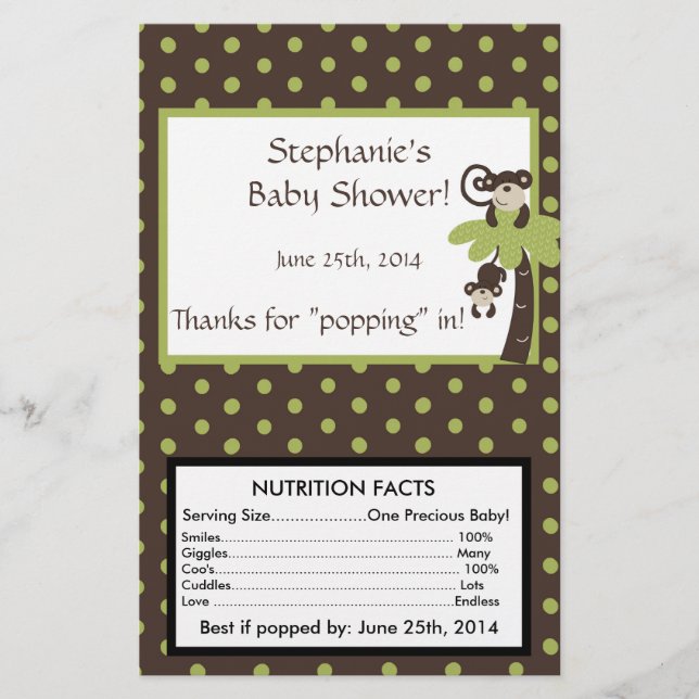 Mod Monkey Time Microwave Popcorn Wrapper Flygblad (Framsidan)