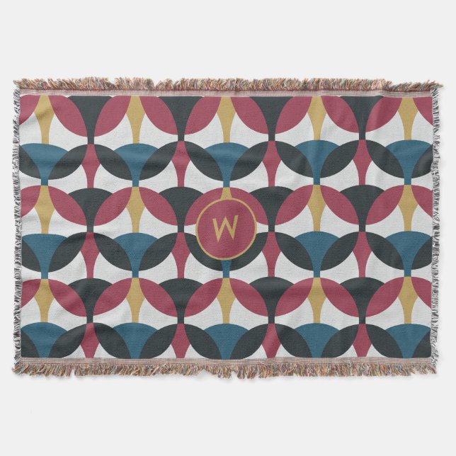 Mod Mönster Fleece Blanket med Monogram Filt (Framsidan)